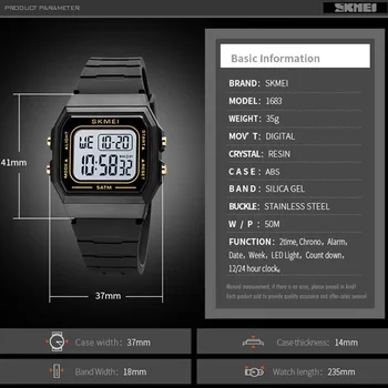 SKMEI 50 M cu LED-uri Impermeabil Ceas Digital Bărbați Femei Militar Sport Ceas de mână pentru Bărbați Ceasuri Relogio Masculino relojes hombre para
