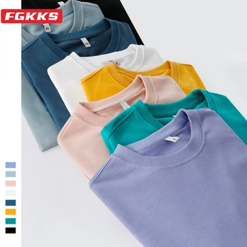 FGKKS 2021 Nouă Primăvară de Culoare Solidă pentru Bărbați Hanorace Bluze Casual, Bluze de Cuplu 80% Bumbac Maneca Lunga, Hanorace Masculin Tricou