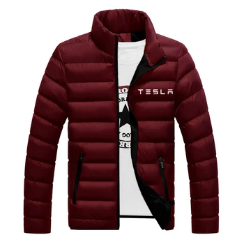 În 2020, Noul Tesla 4 Culoare Streetwear Jachete Masina cu Fermoar Logo-ul Masculin Print Casual Căptușit Haine Sport Om Hip Hop Bumbac Colegiul Topuri