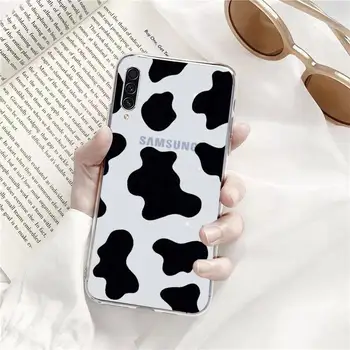 Lapte de vacă Alb Negru Telefon Caz Transparent Pentru Samsung Galaxy A71 A21s S8 S9 S10 plus nota 20 ultra