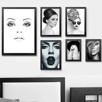 Panza HD Tipărite Negru și Alb Pictura de Perete de Arta Femeie Fermecătoare Poster de Moda, Decor Acasă Portret, Poze Dormitor Modular