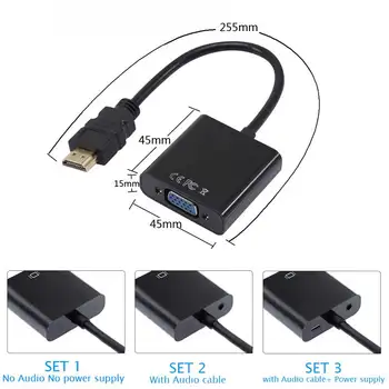 Compatibil HDMI la VGA Adaptor Cablu de sex Masculin La Famale Converter pentru PS4 la 1080P de la Digital la Analog Audio Video Pentru PC, Laptop, Tableta