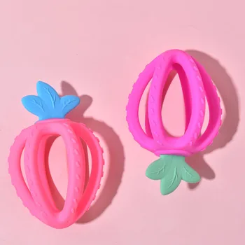 Silicon Teether Rozătoare 3D Capsuni 1 buc din Silicon de Calitate Alimentară Pandantive DIY Dentiție Jucării Pentru Mic Rod Copil jucării Teether