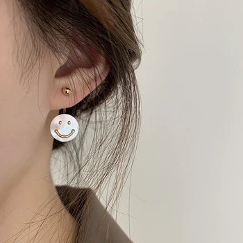 2021 Nouă Rundă Shell Zâmbet Fata De Aur Picătură Cercei Pentru Femei Coreea Moda Bijuterii De Lux Accesorii Dulci Pentru Fete Gotice