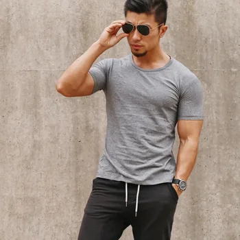 J2159 -Antrenament fitness barbati tricou maneca Scurta barbati termică musculare culturism purta compresie Elastică Subțire exercițiu de îmbrăcăminte