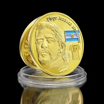 Fotbal Europa Rege Maradona Placat Cu Aur De Monede Comemorative Goodbue Maradona, Fotbal Steaua Suveniruri Monede