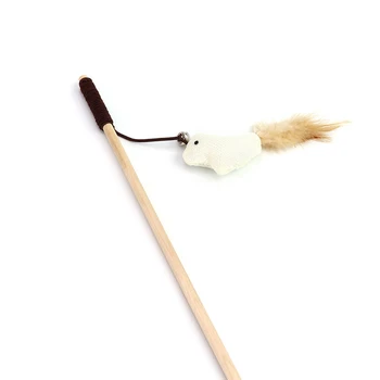 Copetsla 40cm Cat Teaser Jucării Pene Lenjerie de Bagheta Cat Catcher Teaser Stick Cat Interactive, Jucarii din Lemn Rod Mouse-ul Jucărie Cu Mini Bell