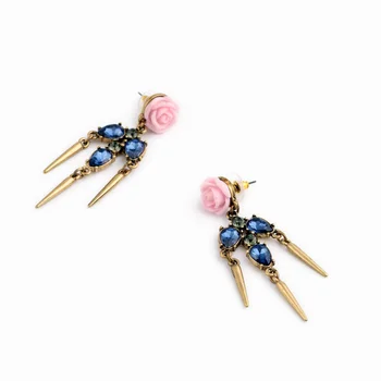 Moda bijuterii Imitat de Bijuterii Fabrica de Moda Cercei Trandafir Roz Floare de Cristal Albastru