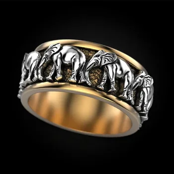 Creative Sensul de bun augur Relief Elefant Culori de Aur Inel pentru Femei, Bărbați Bijuterii de Nunta Cadouri de Valentine