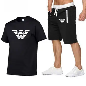 Brand Barbati tricou + pantaloni Scurți de Plajă Set 2021 Vara Jogging Pantaloni tricou Sportswear Street Harajuku Top T-Shirt