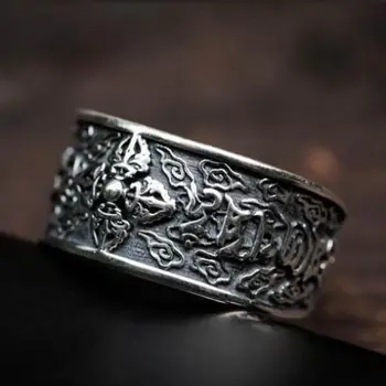 Japoneză și coreeană designeri mână-sculptate Thai argint inel deschis unic măiestrie boem farmec bijuterii pentru femei