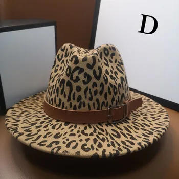 HT274 pălării fedora pentru femei de moda Plat Margine largă Panama Simțit Jazz Pălării Fedora pentru bărbați Leopard goth nunta de top Hat