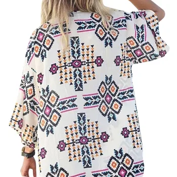 2021 Vara Femei de Imprimare Bluza Șifon Kimono Cardigan Lung Plaja Bluza Șal Liber de protectie solara Tricou Topuri Haine de sex Feminin