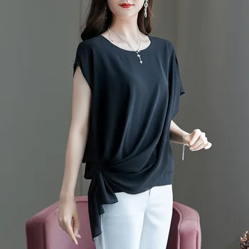 Noua Moda Tunici T-Shirt Mare Plus Dimensiunea Îmbrăcăminte pentru Femei Negru Topuri Supraponderali Teuri Supradimensionate 5XL 6XL Stil de Vara Transport Gratuit