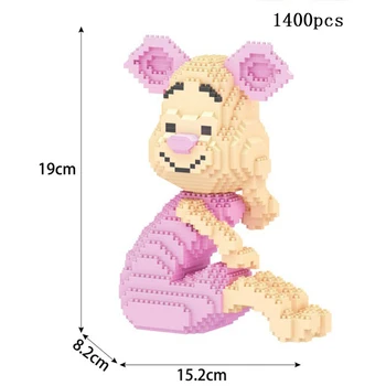 Desene animate Disney Winnie Pooh Urs cifre micro blocuri de diamant purcel clădire din cărămidă jucărie de învățământ porc minunat nanobrick