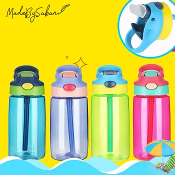 Colorate Stil coreean 450ml Copiilor Sticla de Apa de Plastic Portabile, etanșe, Desene animate pentru Copii de Băut Sticla cu Paie