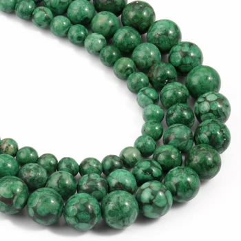 Natural Verde Neted de Piatră Maifan Margele pentru Bijuterii DIY Brățară Colier, 6, 8 și 10mm Rotund Pierde Minerale Margele 15