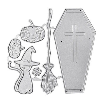 Halloween Vrăjitoare pe Mătură Tăiere de Metal Moare Stencil Scrapbooking DIY Album Timbru Carte de Hârtie Mucegai Relief Decor