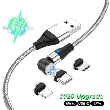 540 Gradul Roating Magnetic Cablu Micro USB de Tip C Cablu de Telefon Pentru iPhone11 Pro XS Max Samsung, Xiaomi, Huawei Cablu USB Cablu