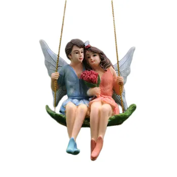 Cuplu Romantic Figurine De Rasina Leagăn De Flori Fairy Creative Grădină Micro Peisaj Pandantiv Mini Accesorii De Gradina Decor Acasă