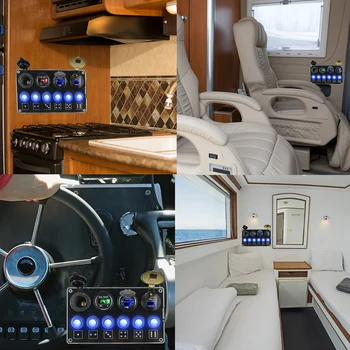 12/24V 6 Gasca Masina Panou Comutator LED de Afișare Tensiune QC3.0 de Încărcare Rapidă USB rezistent la apa pentru RULOTA Auto Marin Caravana Yacht Trailer