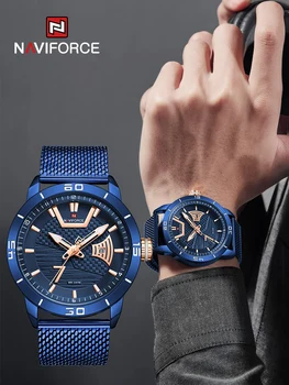 2021 Noi NAVIFORCE Barbati Casual Moda Ceas de mână Cuarț Analog Digital cu Led-uri Calendar din Oțel Inoxidabil rezistent la apa Bărbați Ceas de Lux