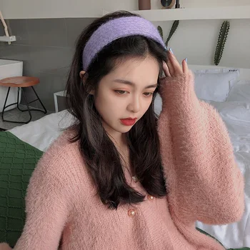Coreea de toamnă și de iarnă lână hairband simplu de pluș tricotat toate-meci de susținere se spală fața ac de păr clip hairband