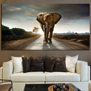 Africa de Elefant Animale Peisaj Tablouri Canvas Abstracte, Arta Pop Postere si Printuri de Arta de Perete Imagini pentru Living Home Decor