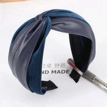 2019 Moda din Piele PU de Catifea Benzile de Păr Pentru Femei Crucea Turban Bentita articole pentru acoperirea capului Fetelor Accesorii de Par Haarband opaska face