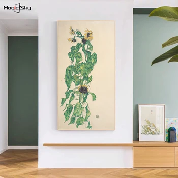 Nordic Egon Schiele Botanică Printuri De Epocă De Glorie Dimineata De Floarea-Soarelui Opera De Arta Panza Pictura Postere De Arta De Perete Dormitor Decor Acasă