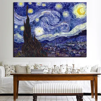 Rezumat Peisaj Van Gogh, Noapte Înstelată Panza Poster Clasic Celebru Wall Art Print Decorativ Tablou Modern Living Decorul Camerei