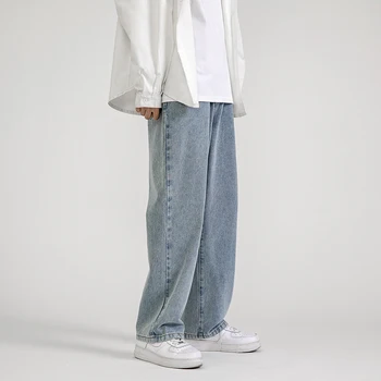Blugi barbati de Moda Liber Drept Nou Casual Pantaloni Largi Picior Cowboy Mans Streetwear coreean Hip Hop Pantaloni 5 Culori