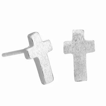 Chandler Simplu Mici Isus Cruce Cercei Religie Crucifix Goemetric Periat Mat Post Brincos Femei pendientes Amuleta Bijuterii
