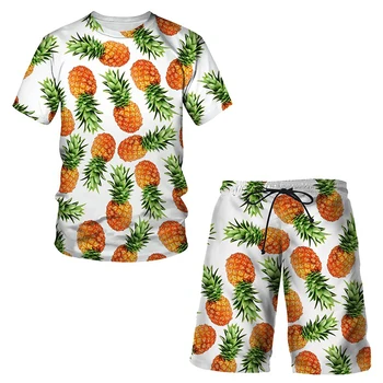 Oamenii Hawaiian Seturi de Imprimare 2021 Vara Tricou Maneca Scurta pantaloni Scurți de Plajă Streetwear Casual Barbati Costum 2 Buc Moda haine Cool