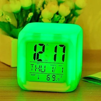 Ceas Desteptator 7 Culori Schimbă Lumina De Noapte Led-Uri Ceas Digital Pentru Copii Dormitor Birou Ceas Cu Alarma Termometru Copii Cadou