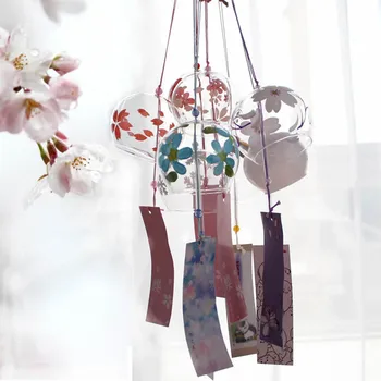 Romantic Meserii Floare de Cires Japonez Sticlă Clopoteii de Vant Clopote Grădină Acasă Birou Ornament Interior Fereastră Decor Agățat 1 BUC #LR2