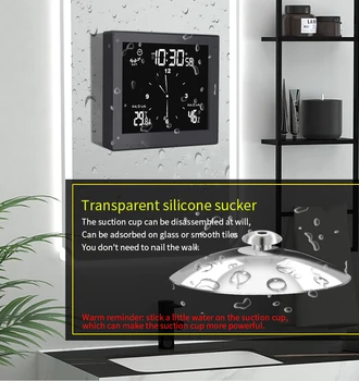 Rezistent la apa LCD Ceas de Perete Digital Duș Aspirație Suport de Perete Timer Alarma de Temperatură și Umiditate Baie Statie Meteo pentru Acasa