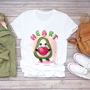 Femeile Desene animate Avocado Moda Casual, Cat Short Sleeve Print Doamna T-shirt Femei Top Elegant T Shirt Doamnelor Dulce Tee T-Shirt