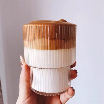 1 buc Stil Nordic Ceașcă de Sticlă Transparentă de Ceai și Cafea Halbă de Bere de Gheață Cupa Rezistente la Căldură Izolate Cupe de Sticlă Creative Lapte Cana Suc de