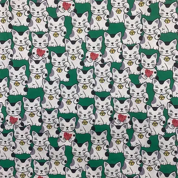Minunat Tesatura de Bumbac Verde de Jos Avere Cat Tipar Digital, Print de Cusut Material DIY Acasă Patchwork Rochie de Îmbrăcăminte