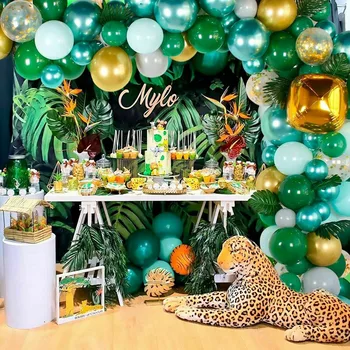 167Pcs Safari Junglă Verde Balon Arc Ghirlanda Kit de Petrecere de Aniversare pentru Copii Decor