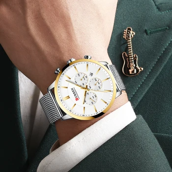 CURREN, ceas de moda pentru bărbați de afaceri ceas barbati casual impermeabil cuarț ceas din oțel albastru ceas Relogio Masculino