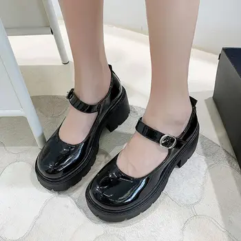 Gothic Lolita Pompe de Femei Platforma Pantofi Mary Jane Harakuju Jk Student Fete Japoneze Tocuri inalte pentru Femei de Primavara din Piele Pantofi