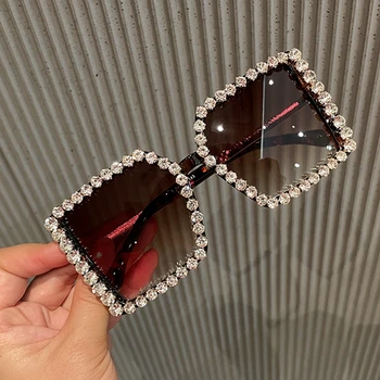 Ochelari de soare pentru femei 2021 Pătrat supradimensionat ochelari de soare femei de Lux Stras epocă ochelari de soare cu ridicata gafas de sol