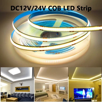 Estompat FCOB Benzi cu LED-uri de Lumină 12V 24V Alb de Înaltă Densitate RA90 320Led/M 0,5 M - 5M Flexibil Panglică COB LED Strip Lumini Pentru Dormitor