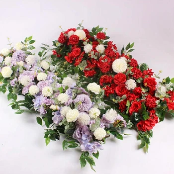 50/100CM DIY Nunta de Flori Aranjament de Perete Consumabile Mătase Bujori Trandafiri Flori Artificiale Rând Decor Nunta Arc de Fier Fundal