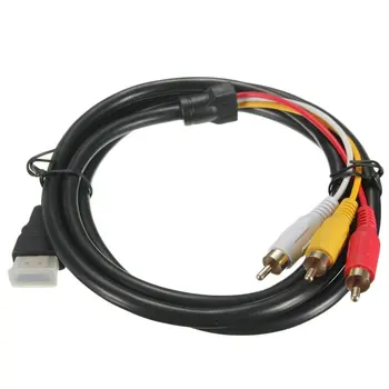 Placat cu aur Conectori de 5 Metri de 1,5 M 1080P HDTV HDMI-compatibil-compatibil Mascul La 3 RCA Audio Video, Cablu AV Cablu Adaptor