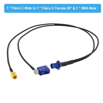 Albastru Fakra C de sex Masculin pentru a 1xFakra de sex Feminin C &1X SMA Male Unghi Drept Plug Tip Y Splitter Cablu de Navigatie Antena GPS Cablu prelungitor