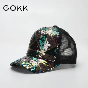 COKK Plasă de Cap Femei Snapback Paiete Șapcă de Baseball, Pălării Pentru Femei Hip Hop Casual Tata Pălărie de sex Feminin Gorro Casquette Os Nou