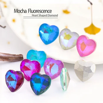 20 Buc Forma de Inima Pointback Mocha Fluerescence Cristal Stras Decoratiuni de Arta Unghiilor Strass DIY Accesorii